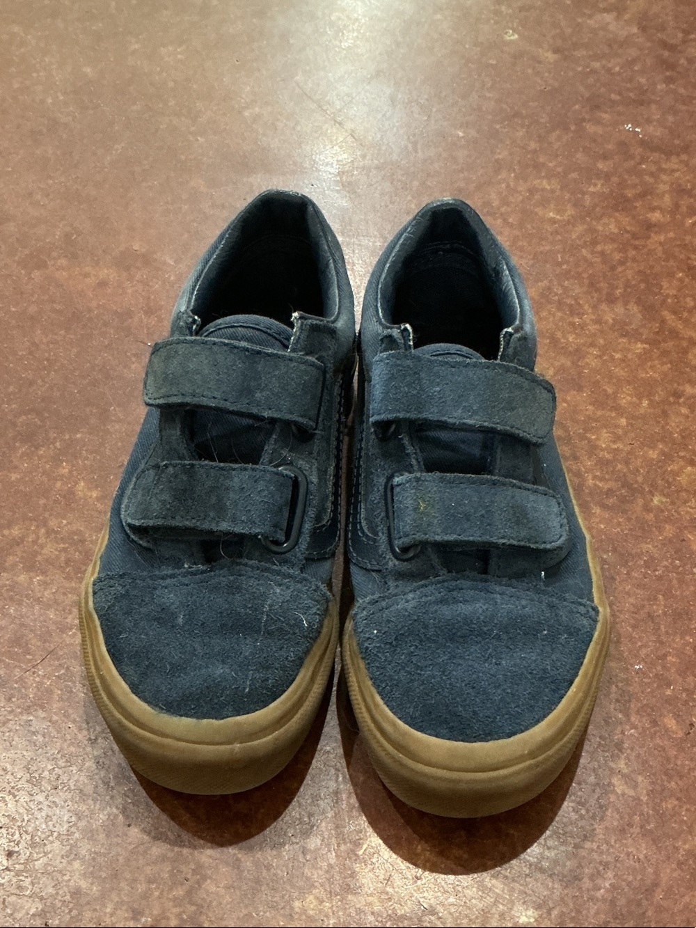 Vans Kids Navy Suede Double-Strap Sneakers with Gum Outsole